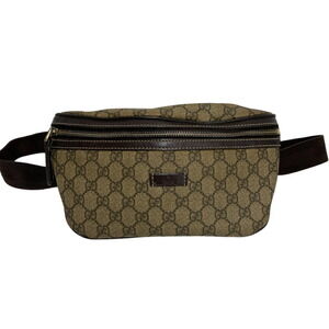 GUCCI Waist Clutch GG Stream Body Bum Crossbody Belt Bag Handbag Shoulder Brown
